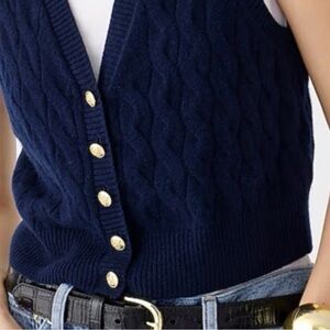 J.Crew $118 100% Cashmere knit sweater-vest, Navy, Sz Medium